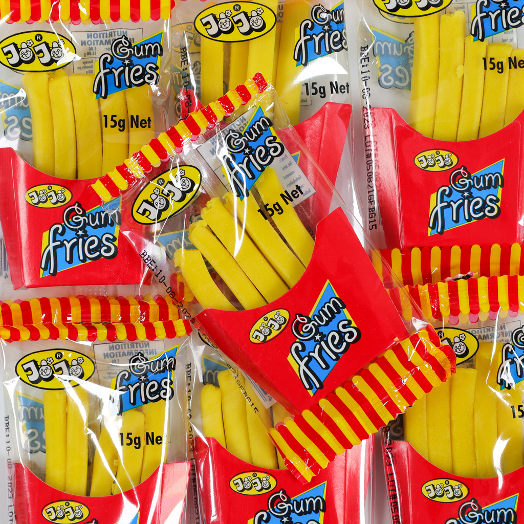 gum fries, candy fries, lolly fries, lolly takeaways, novelty lollipops
