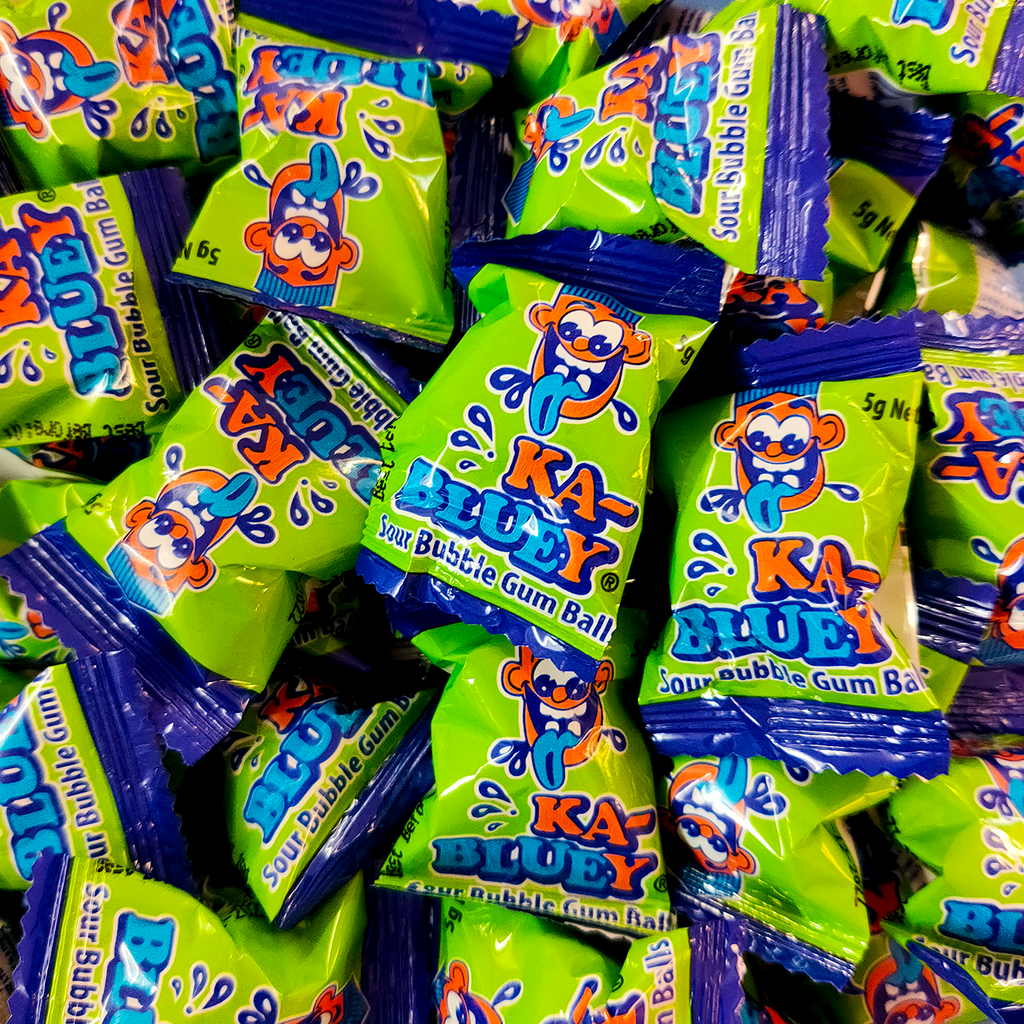 Ka-bluey, candy, sour bubblegum balls