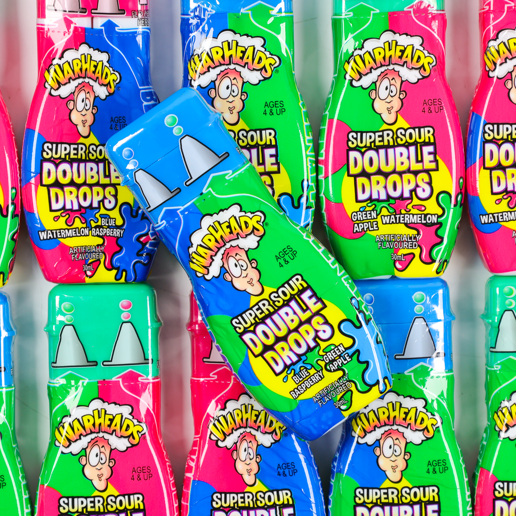 double drops, warheads, sour, liquid candy