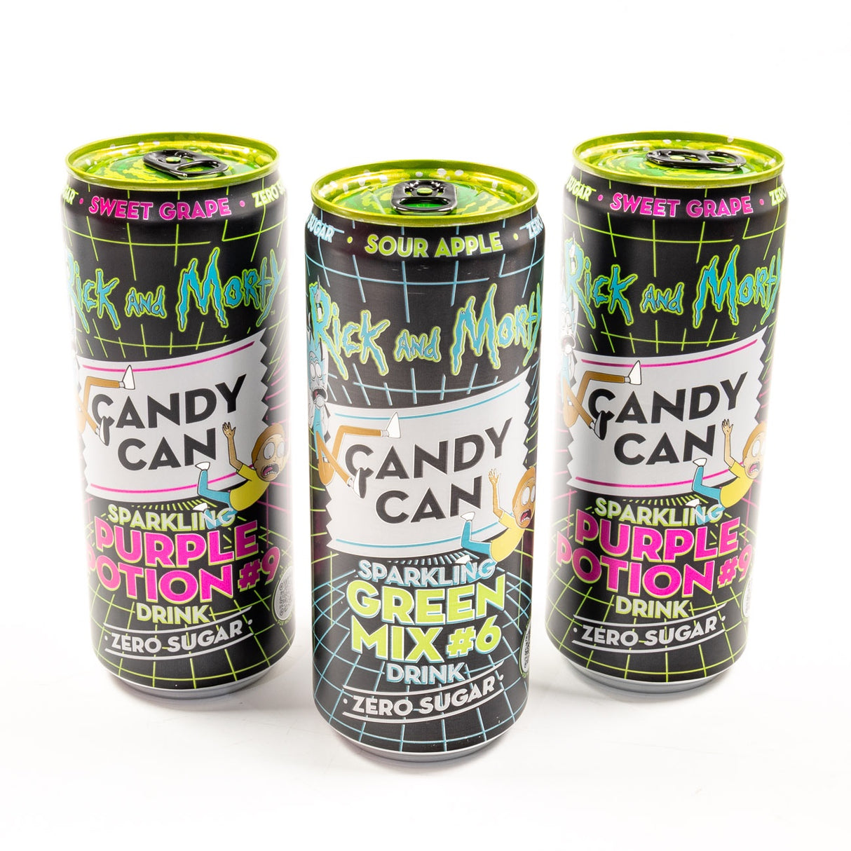 candy, can, soda, drink, rick and morty, purple potion, green mix, lollies, dutch, lollshop, nz