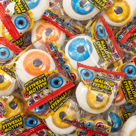 jam, filled eye, eyeball, halloween, marshmallow