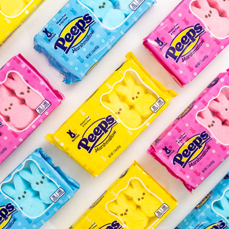 peeps, marshmallow, bunnies, candy, lollies, american, pastel, easter, pink, blue, yellow, nz, lollyshop