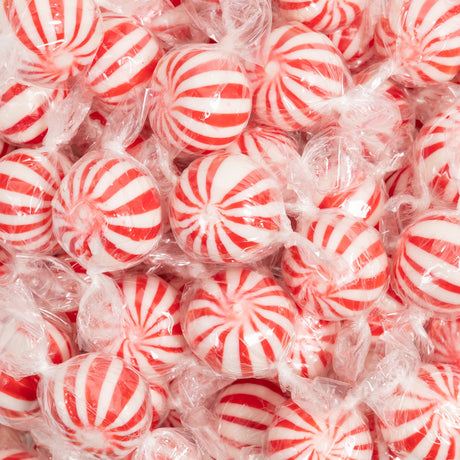 red, white, mint, balls, wrapped, candy