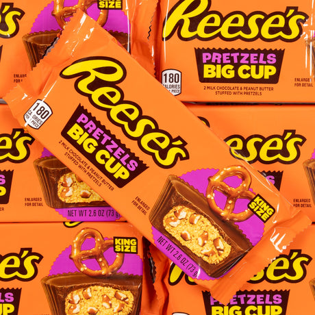 reese's, pretzels, big cup, peanut, king size, us, american, candy