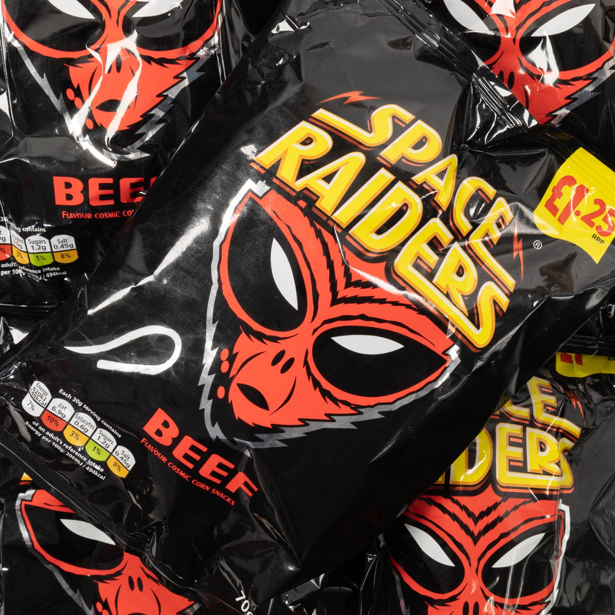 space raiders, beef, corn, chips