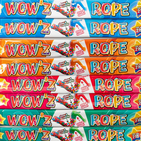 wow'z, rope, blueberry, tutti fruity, strawberry, apple