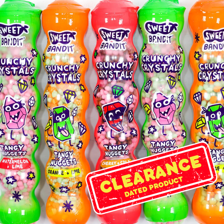 sweet bandit, crunchy crystals, tangy, clearance, dated, lollies, lollyshop