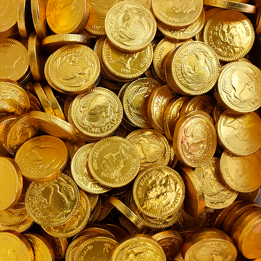 Chocolate Coins, Gold Chocolate Coins $1, NZ Chocolate Coins