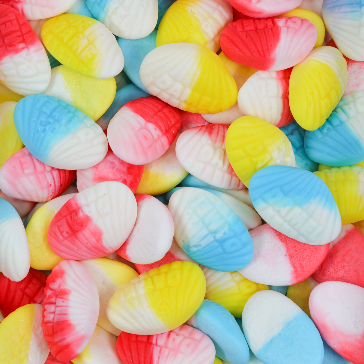 calm shells, foam shells, clam candy, shell candy