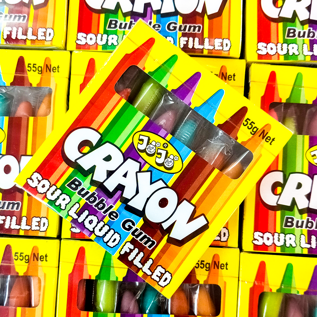 Crayon Bubblegum, Crayon Candy, Crayon Lollies, JoJo Crayon Bubble Gum, Sour bubblegum
