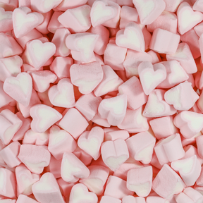 marshmallow hearts, marshmallows, heart mallows, hearts, pink heart lollies