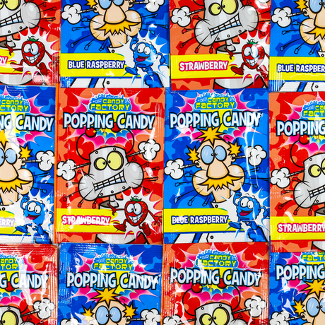 popping candy, pop rocks, strawberry candy, blue raspberry candy, pop