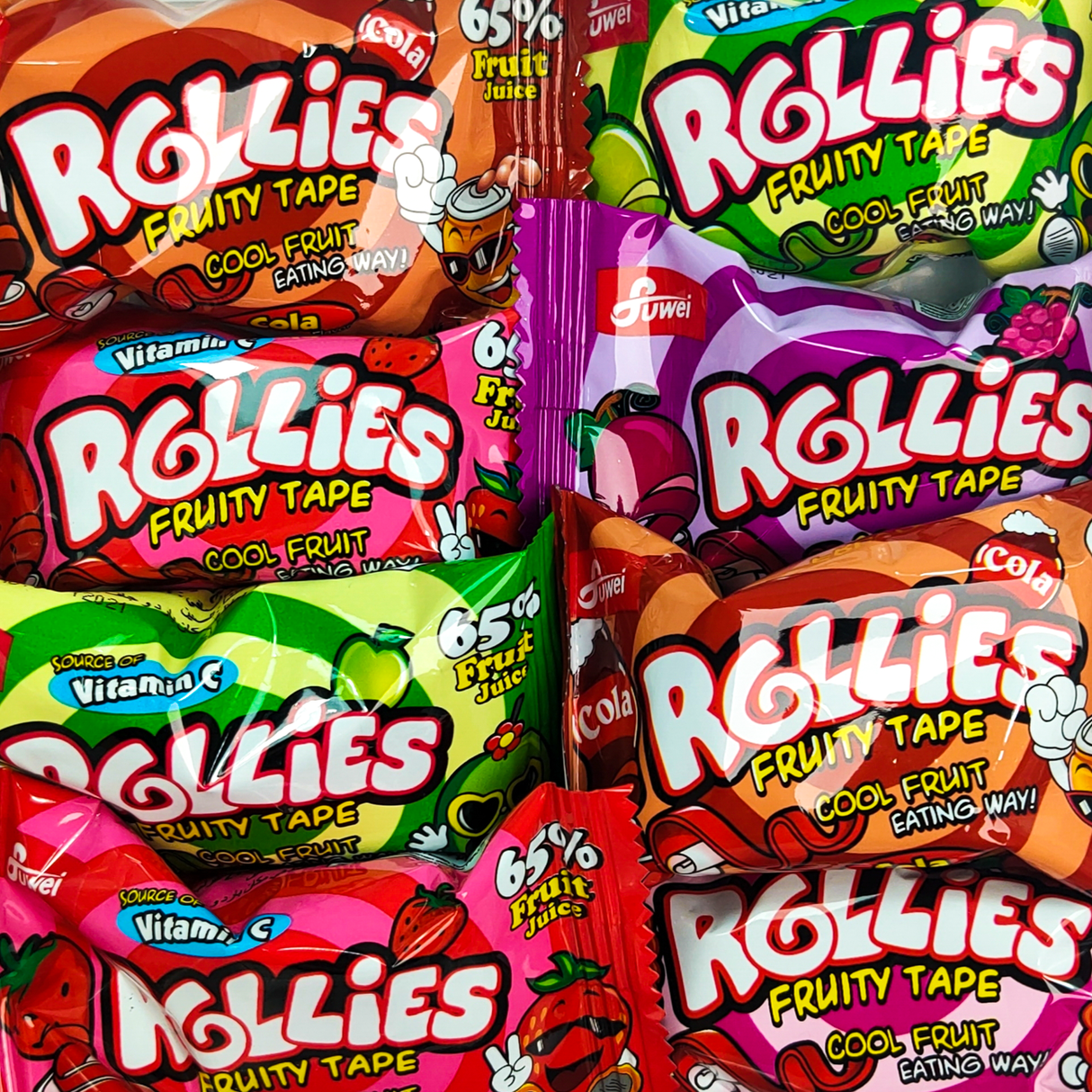 Rollies fruit tape, fruit tape, 65% fruit juice, lollies nz, delicious fruit tape