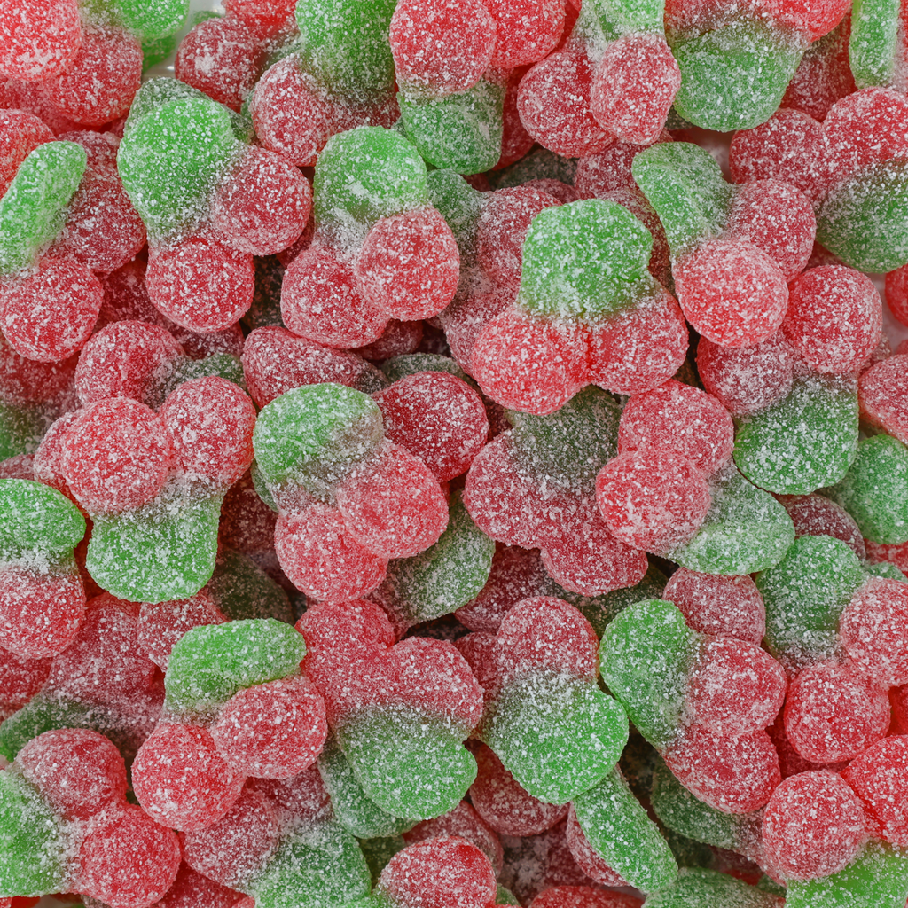 sour cherry, cherry gummies, sour lollies, red and green