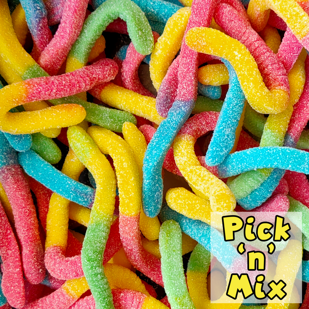 sour worms, colourful, sour candy, pick n mix