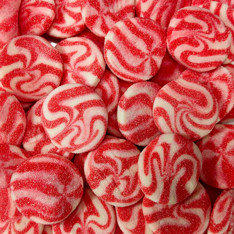 Strawberry Swirls, strawberry lollies, strawberry gummi, christmas colours