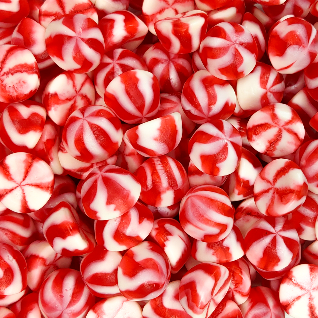 strawberry kisses, strawberry gummi, strawberry lollies, strawberry swirl, gummis, red and white lollies, candy