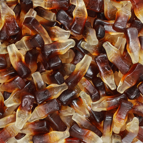 cola bottles, sugar free cola bottles, gummy cola bottles, no sugar lollies, sugarfree lollies