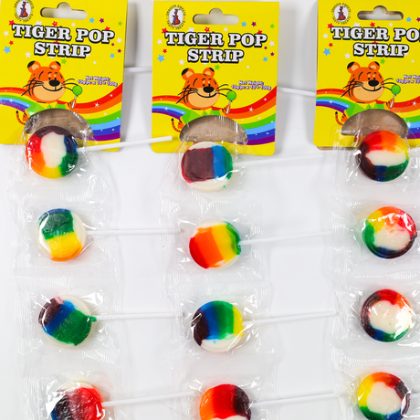 tiger pop, lollipops, lollipop strip