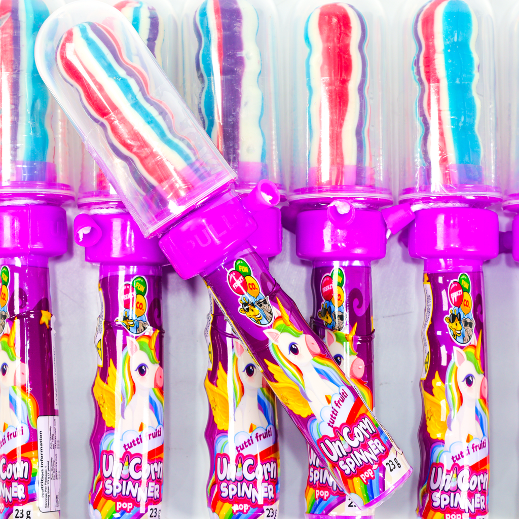 unicorn lollipop, spinning lollipop, colourful 