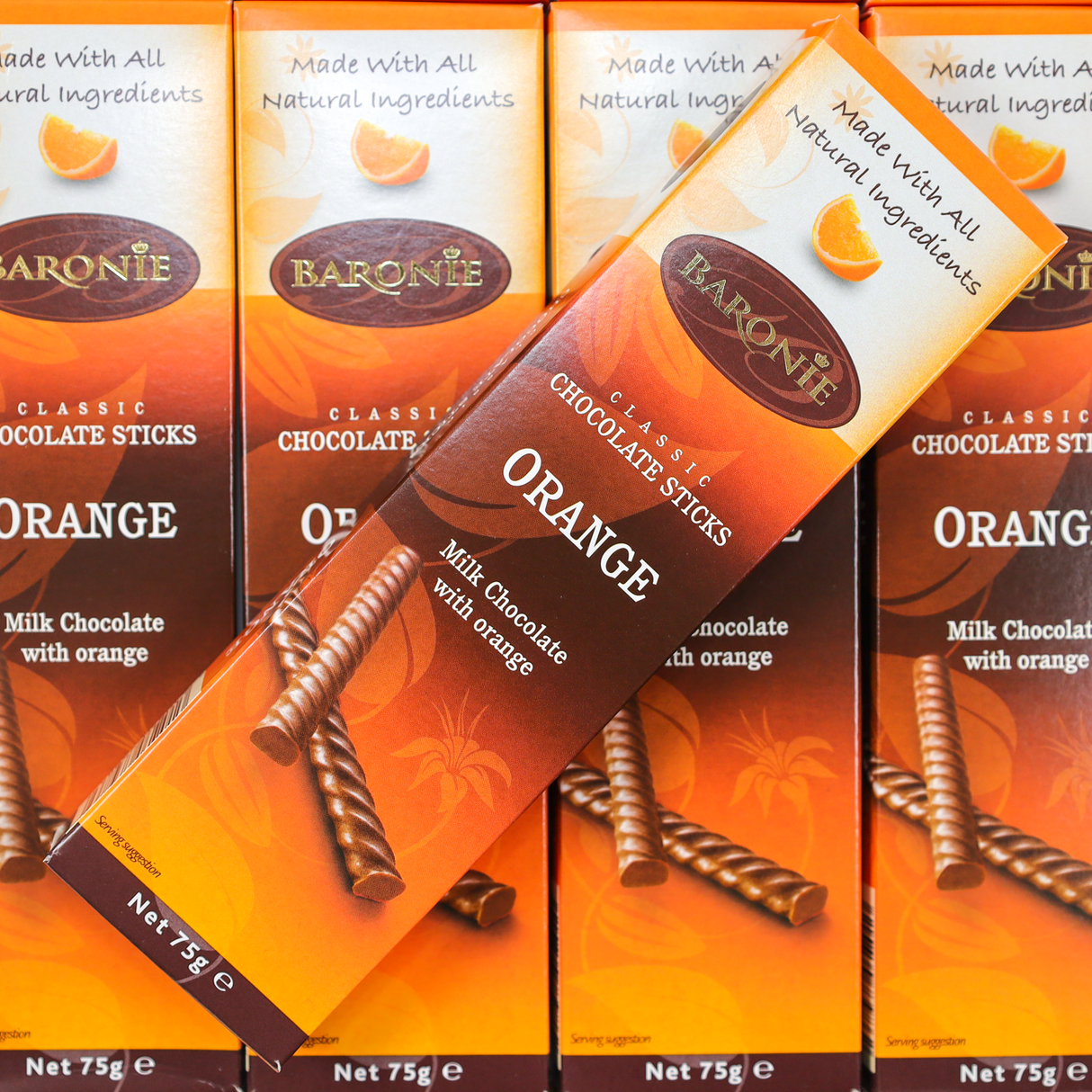 baronie, chocolate, sticks, orange, milk chocolate, lollyshop