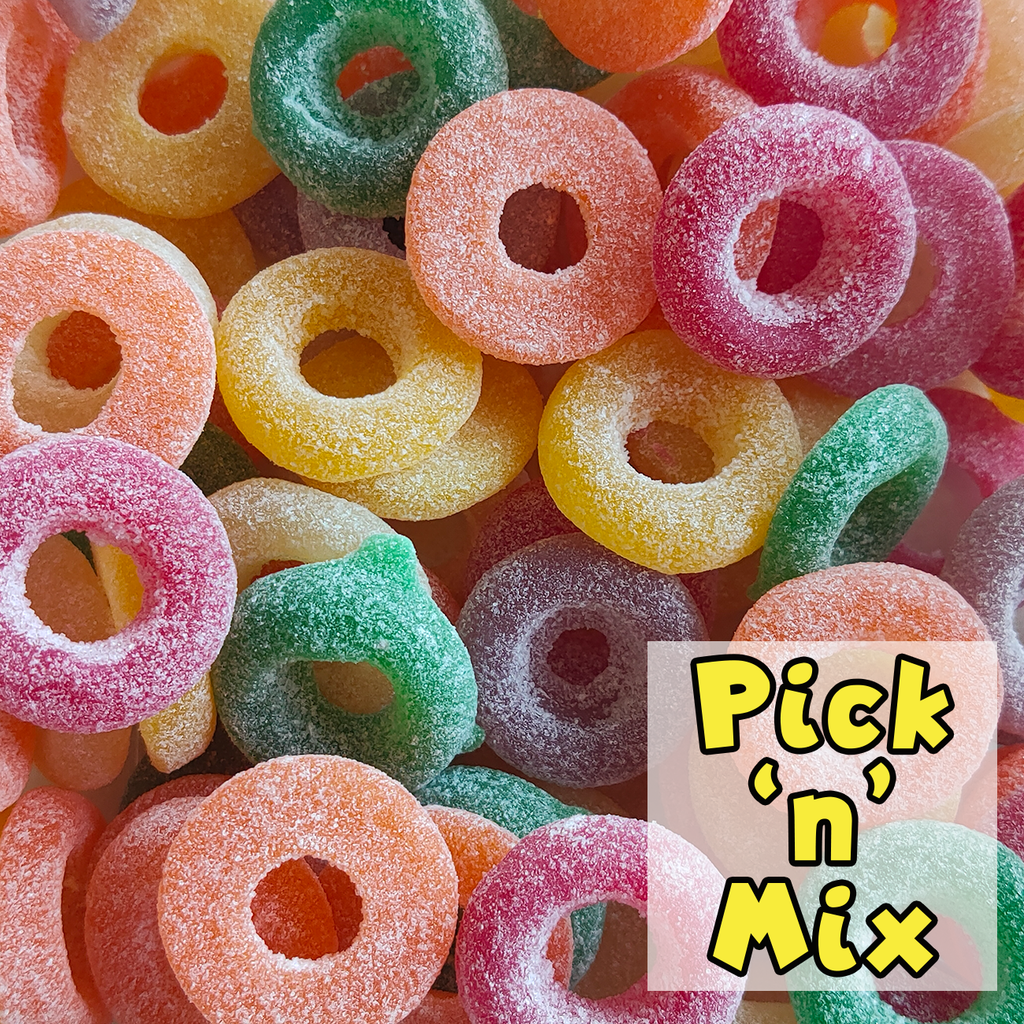 fruit rings, lolly rings, gummy rings, pick n mix